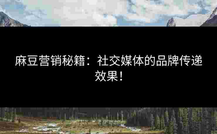 麻豆营销秘籍:社交媒体的品牌传递效果! 麻豆营销秘籍:社交媒体的品牌传递效果!
