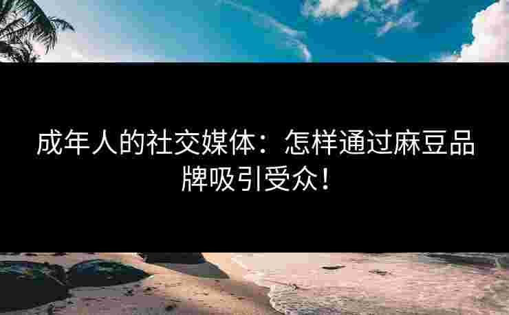 成年人的社交媒体:怎样通过麻豆品牌吸引受众! 成年人的社交媒体:怎样通过麻豆品牌吸引受众!