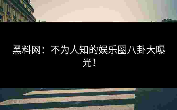 黑料网：不为人知的娱乐圈八卦大曝光！